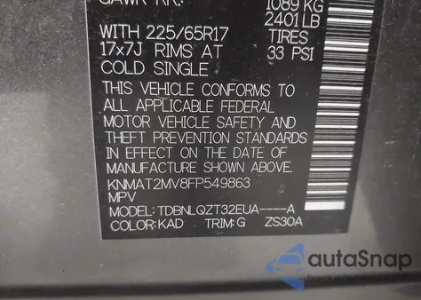 2015 Nissan Rogue Sv из США, поврежденный, VIN KNMAT2MV8FP549863